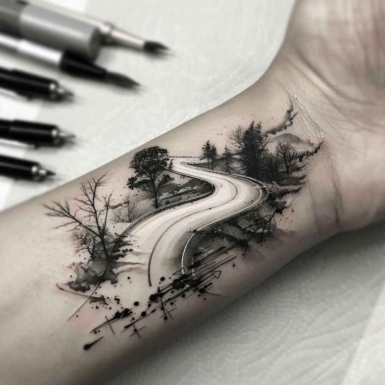 nature tattoo design ideas Surrealism hyperreal natural lines courage and power