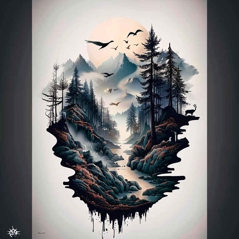 nature tattoo design ideas Surrealism mysterious natural lines for wrist side