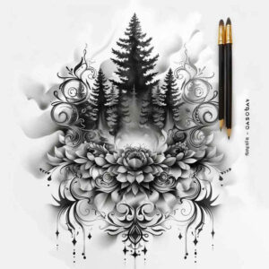 nature tattoo design ideas Realism blended gradients natural lines symbolising courage