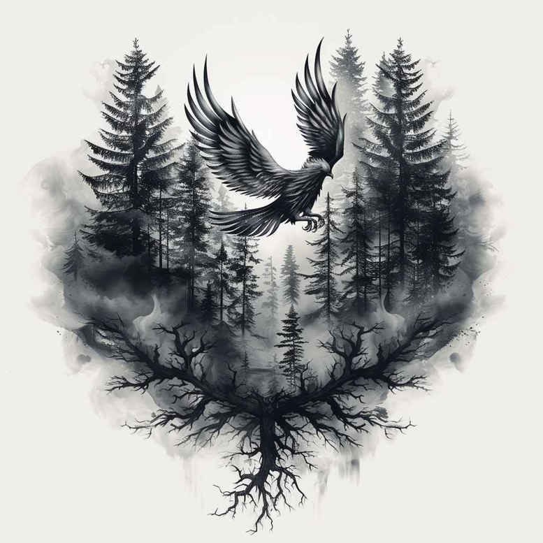 nature tattoo design ideas Surrealism subconscious themes natural motifs stands for determination