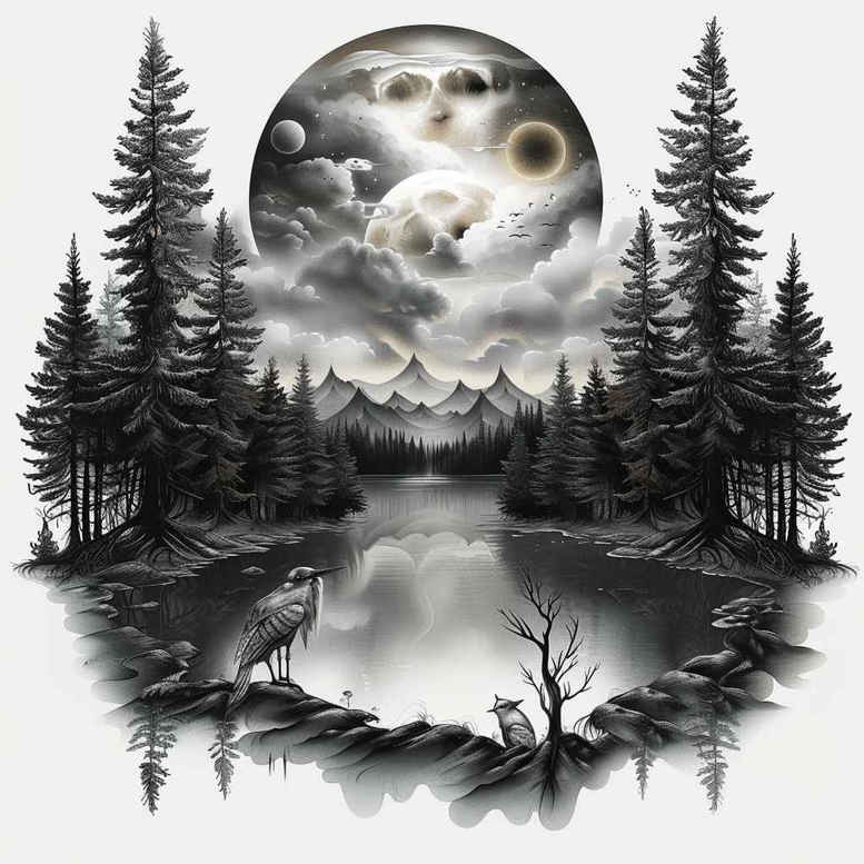 nature tattoo design ideas Surrealism abstract forms natural movement for outer arm