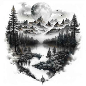 nature tattoo design ideas Surrealism esoteric natural shading embodying courage