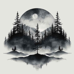 nature tattoo design ideas Surrealism enigmatic light natural shading for upper chest