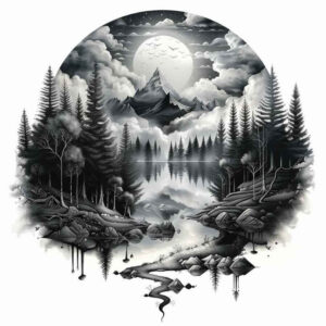nature tattoo design ideas Surrealism dreamscape natural textures embodying endurance