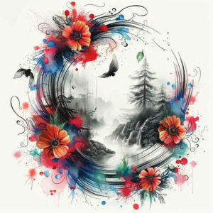 nature tattoo design ideas Surrealism vibrant contrasts naturalistic endurance and power