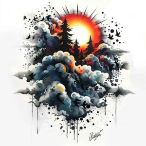 nature tattoo design ideas Surrealism hyperreal naturalistic for calf