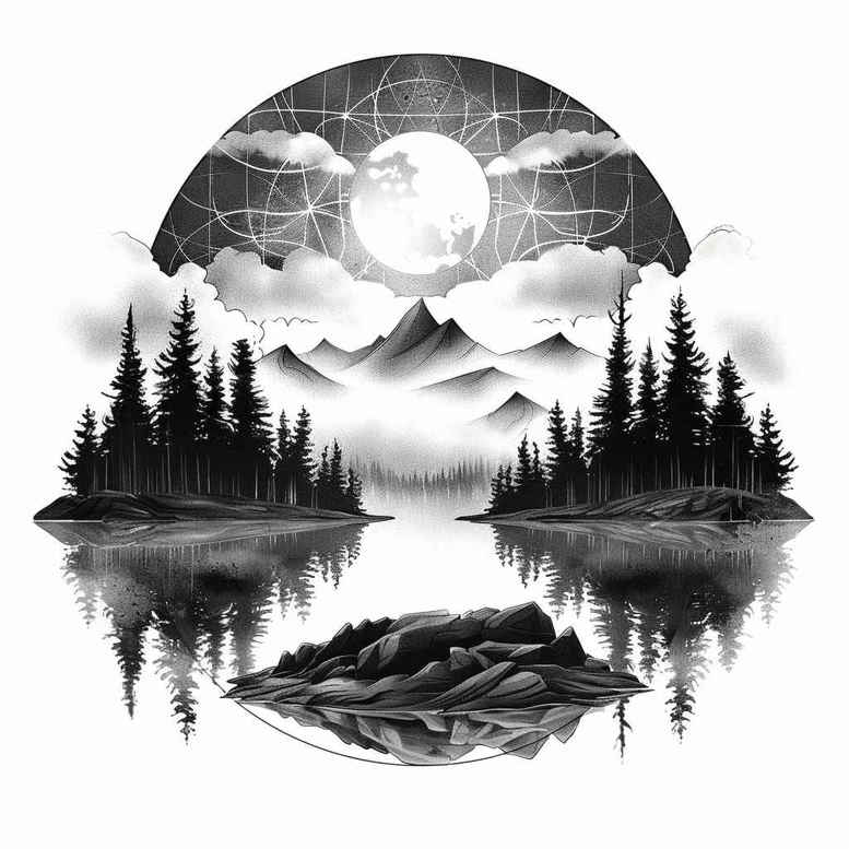 nature tattoo design ideas color depth organic for chest