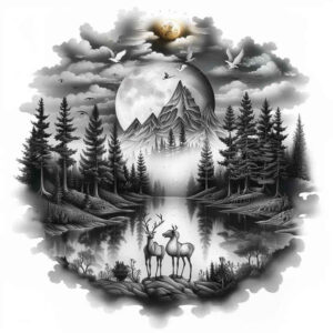 nature tattoo design ideas dramatic lighting organic for lower thigh
