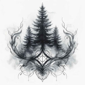 nature tattoo design ideas Surrealism fantasy-inspired organic symbol of determination