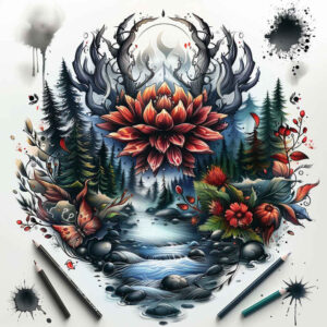 nature tattoo design ideas enhanced shading organic symbolising endurance
