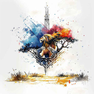 nature tattoo design ideas Surrealism chromatic aberration peaceful for biceps
