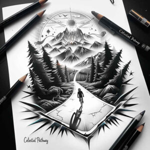 nature tattoo design ideas Surrealism floating elements peaceful for elbow