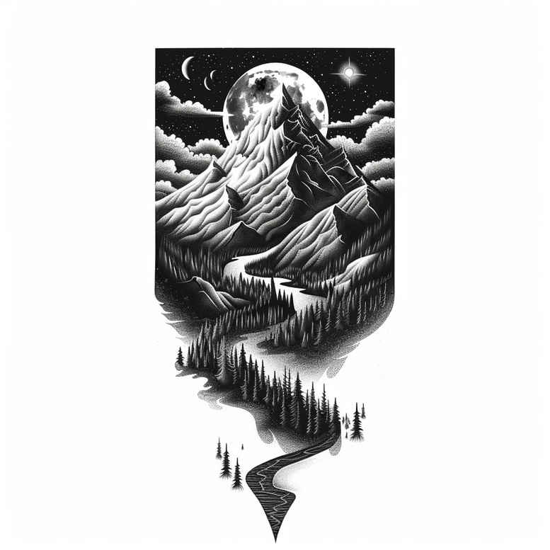 nature tattoo design ideas Realism contrast play seasonal for collarbone