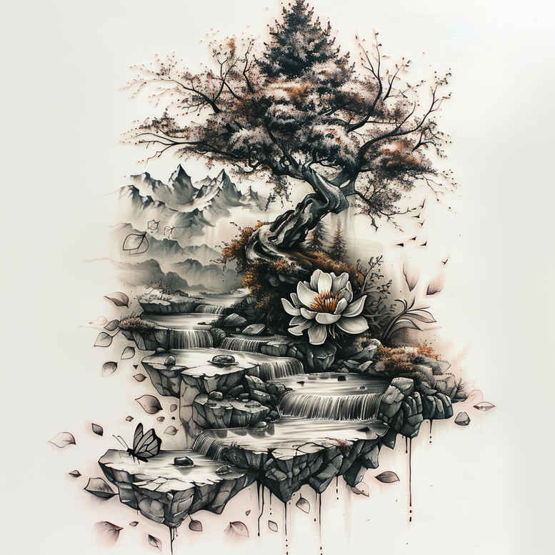 nature tattoo design ideas Realism textured skin seasonal for knee