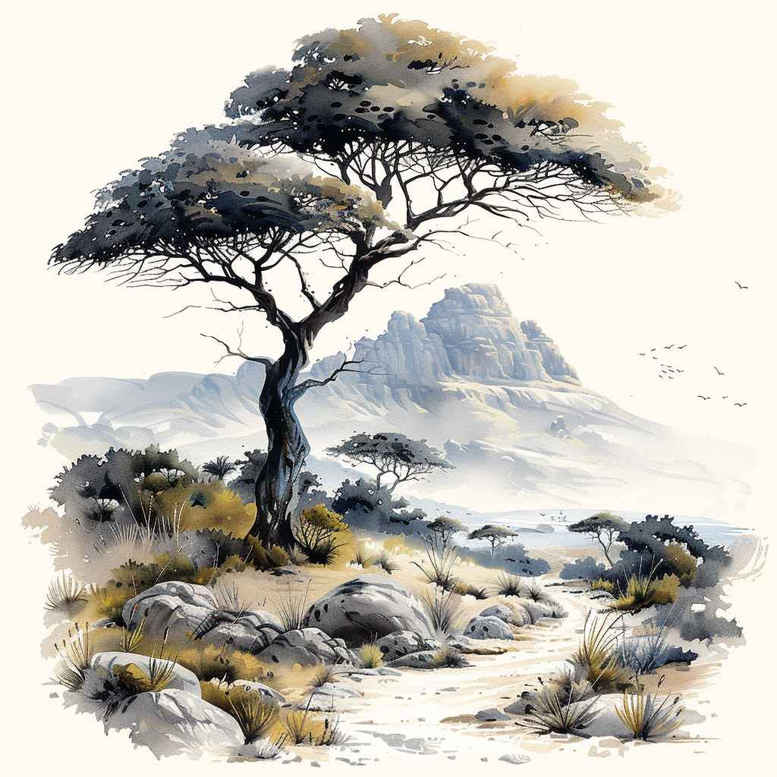 nature tattoo design ideas Realism soft contrast serene for temple