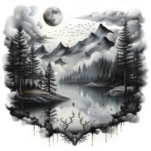 nature tattoo design ideas saturated soft gradients for lower thigh
