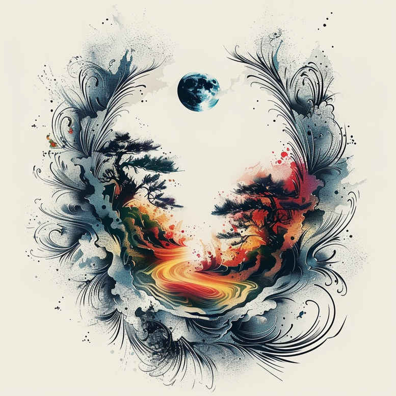 nature tattoo design ideas textured shading soft gradients for sternum