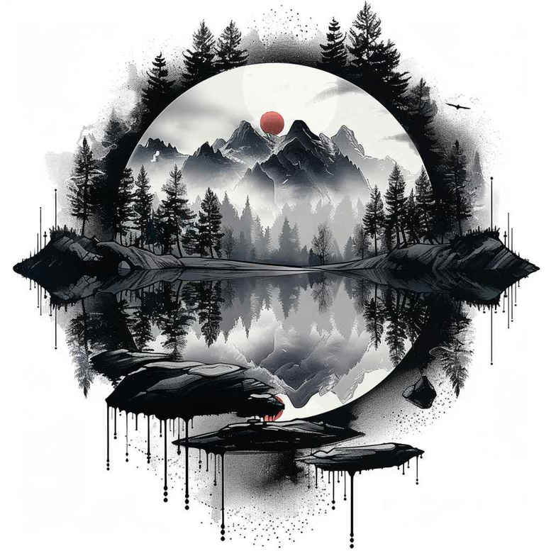 nature tattoo design ideas deep-shading textures embodying resilience