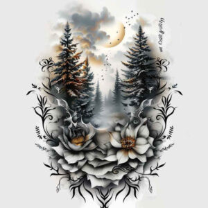 nature tattoo design ideas refined lines vibrant for lower leg