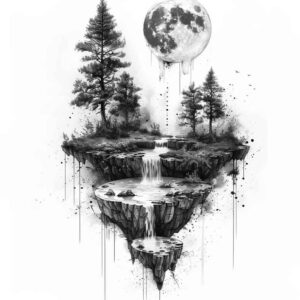 nature tattoo design ideas Surrealism ghostly shapes wildlife detail for forearm
