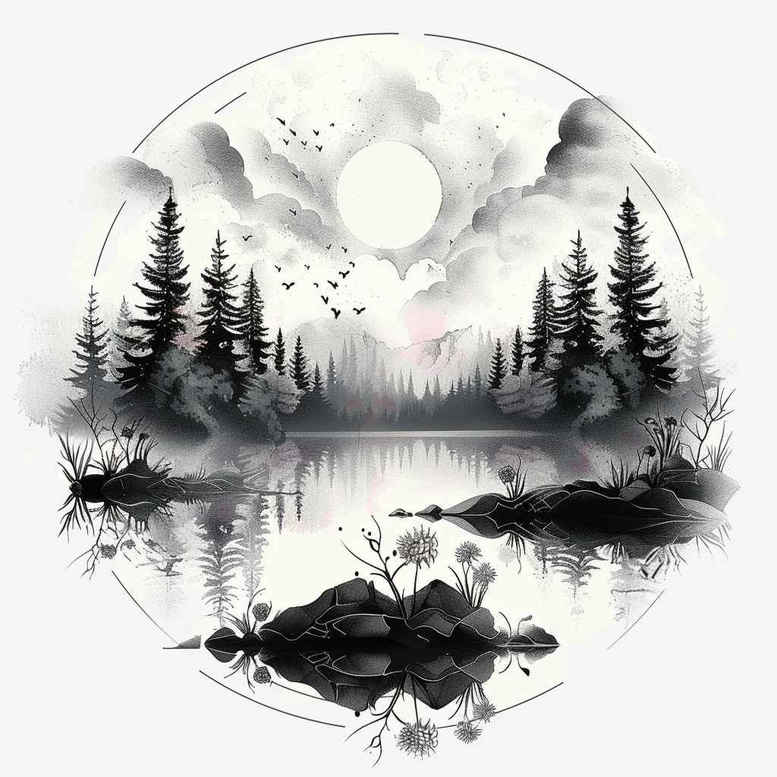 nature tattoo design ideas strong contrast wildlife detail for hand