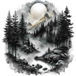 nature tattoo design ideas Surrealism vibrant contrasts wildlife detail symbol of perseverance