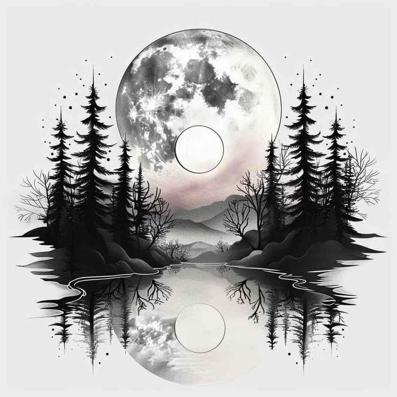 nature tattoo design ideas deep blacks wildlife for shoulder blade
