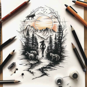 nature tattoo design ideas Realism sharp focus wildlife motifs symbolising resilience