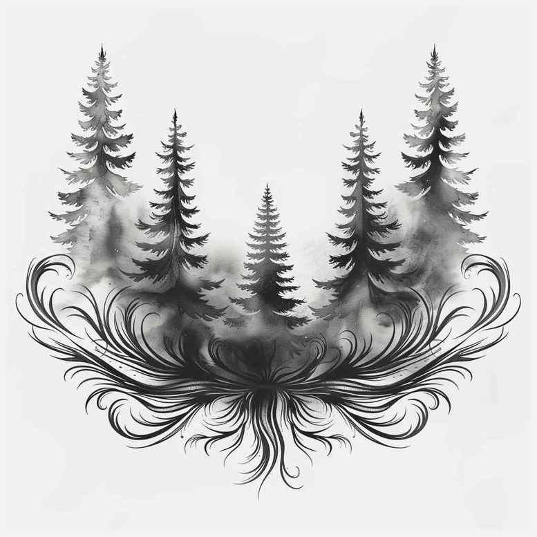 trees-tattoo – tattoo design ideas free ai generated – neotraditional-clear-lines – for-back-of-neck – Gallery: nature-inkby-ai