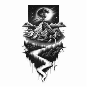 trees-tattoo – tattoo design ideas free ai generated – surrealism-distorted-reality – for-knee – Gallery: nature-inkby-ai