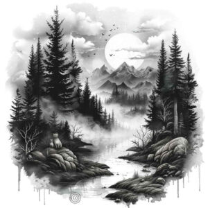 trees-tattoo – tattoo design ideas free ai generated – surrealism-fantasy-inspired – for-arm – Gallery: nature-inkby-ai
