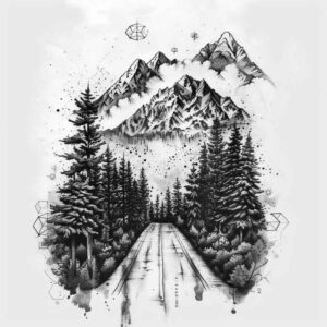 vegetation-tattoo – tattoo design ideas free ai generated – neotraditional-bold-outline – for-thigh – Gallery: nature-inkby-ai