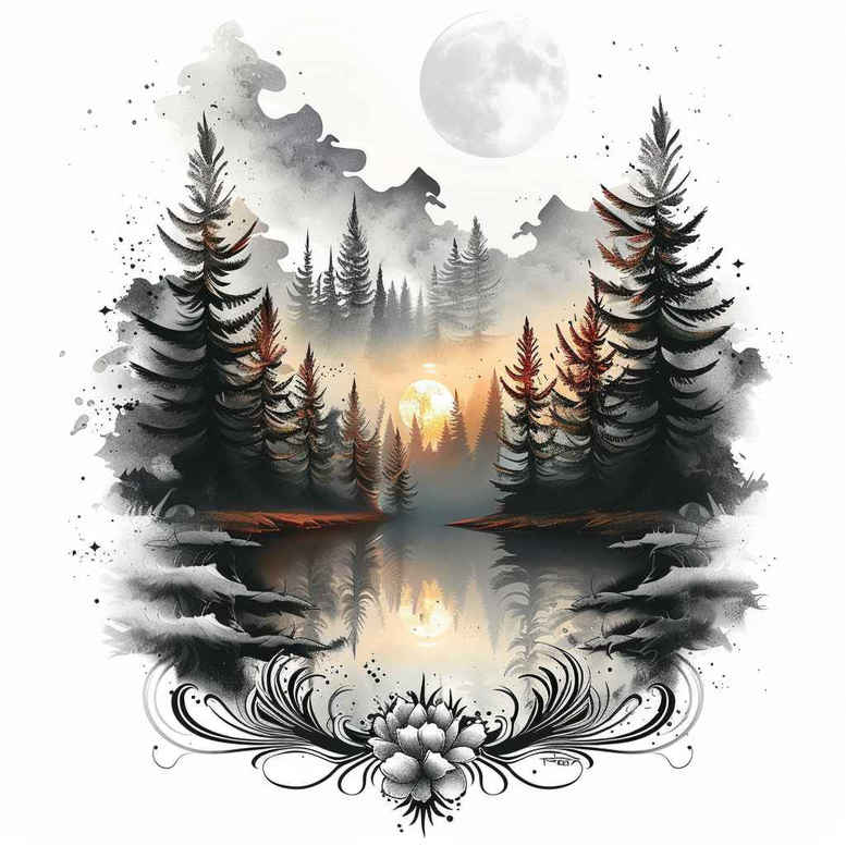 vegetation-tattoo – tattoo design ideas free ai generated – neotraditional-saturated-hues – for-biceps – Gallery: nature-inkby-ai