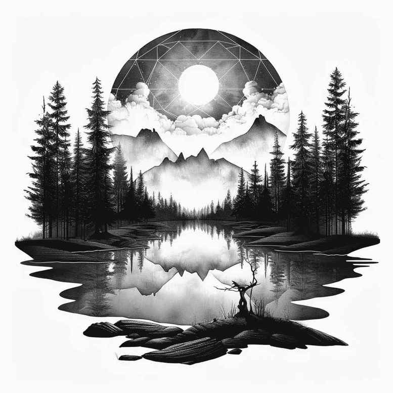 wild-animal-tattoo – tattoo design ideas free ai generated – surrealism-esoteric-symbolism – for-behind-ear – Gallery: nature-inkby-ai