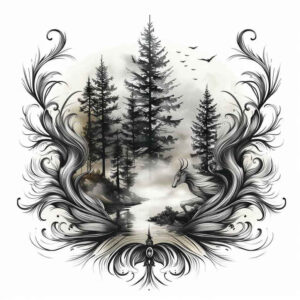 wild-nature-tattoo – tattoo design ideas free ai generated – neotraditional-refined-color-palette – for-back – Gallery: nature-inkby-ai
