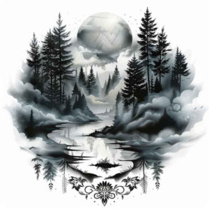 wild-nature-tattoo – tattoo design ideas free ai generated – surrealism-psychic-energy – for-abdomen – Gallery: nature-inkby-ai