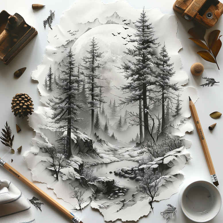 wilderness-tattoo – tattoo design ideas free ai generated – realism-portrait-realism – for-foot – Gallery: nature-inkby-ai