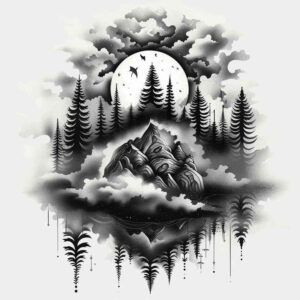 wilderness-tattoo – tattoo design ideas free ai generated – realism-refined-contrast – for-upper-back – Gallery: nature-inkby-ai
