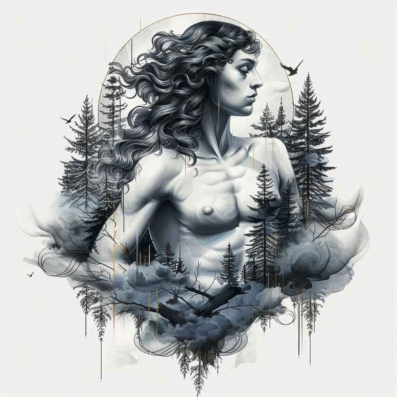 wilderness-tattoo – tattoo design ideas free ai generated – realism-soft-contrast – for-inner-arm – Gallery: nature-inkby-ai