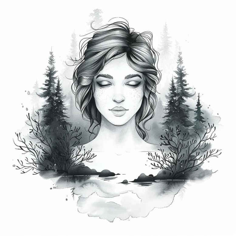 wilderness-tattoo – tattoo design ideas free ai generated – surrealism-disorienting – for-elbow – Gallery: nature-inkby-ai