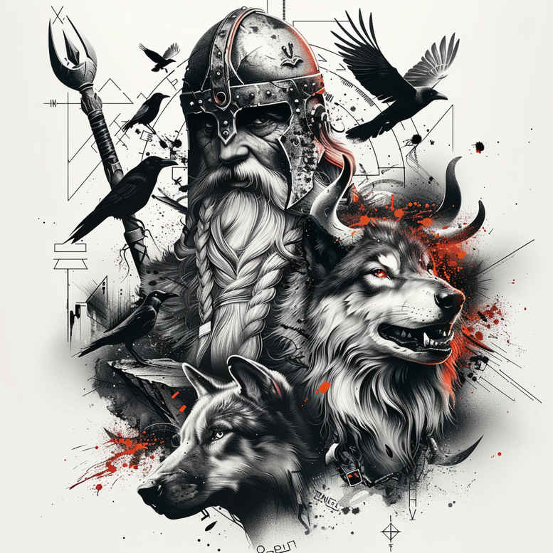 poetry-god-tattoo-sombre-neotraditional-vintage-influence – tattoo design ideas free ai generated – Gallery: odin-inkby-ai