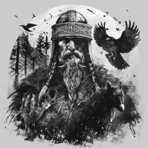 god-of-war-and-wisdom – tattoo design ideas free ai generated – neotraditional-refined-lines – for-forearm – Gallery: odin-inkby-ai