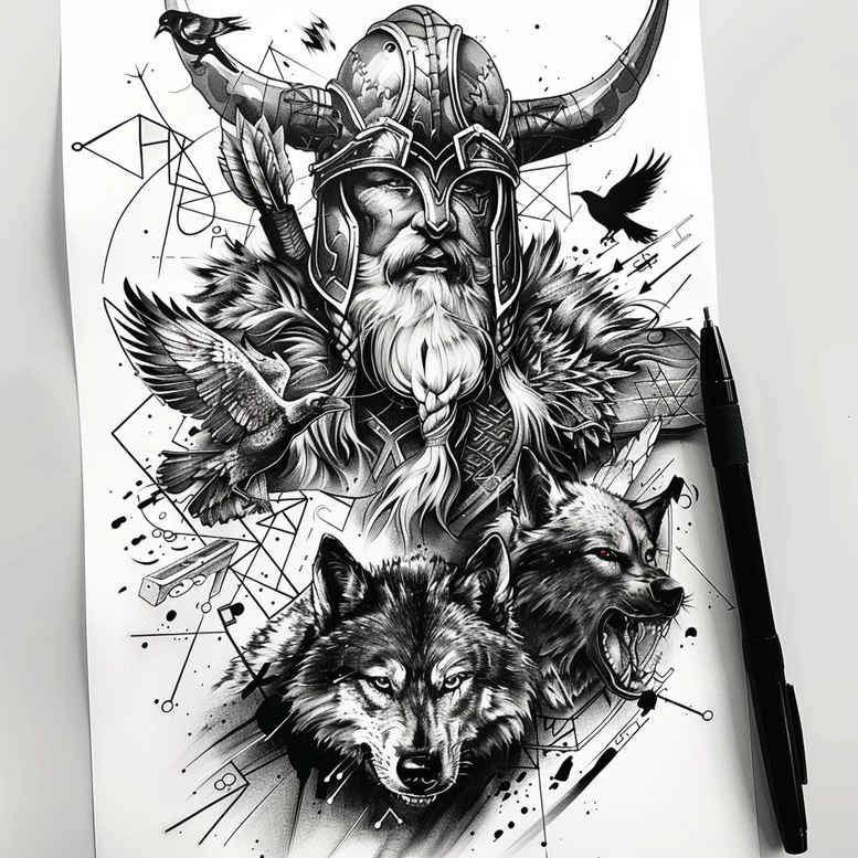 odin-art-tattoo-haunted-surrealism-dynamic-shapes – tattoo design ideas free ai generated – Gallery: odin-inkby-ai