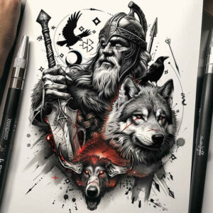 odin-shield-tattoo-bizarre-realism-gentle-shadow – tattoo design ideas free ai generated – Gallery: odin-inkby-ai