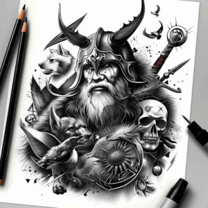 god-of-war-tattoo-hellfire-surrealism-hallucinatory – tattoo design ideas free ai generated – Gallery: odin-inkby-ai