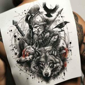 odin-as-guide – tattoo design ideas free ai generated – surrealism-phantasm – for-toe – Gallery: odin-inkby-ai