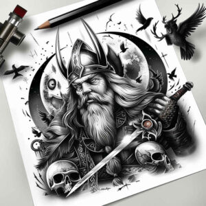 odin-with-ravens-tattoo-night-terror-realism-glass-effect – tattoo design ideas free ai generated – Gallery: odin-inkby-ai