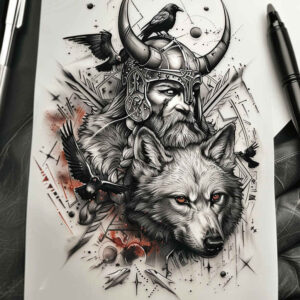 asgard-ruler-tattoo-spirit-neotraditional-contrasting-colors – tattoo design ideas free ai generated – Gallery: odin-inkby-ai