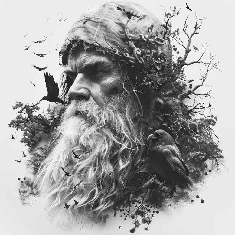 odin tattoo design ideas layered color ancient power for collarbone