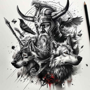 odin tattoo design ideas Neotraditional sharp edges ancient symbols represents endurance